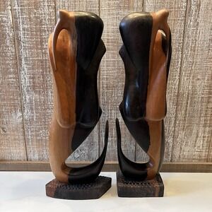 Modernist abstract Nigerian Hand‎ carved Wood Carvings Vintage